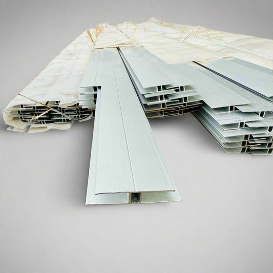 20 ft aluminum H connector – top view showing full length and connection groove